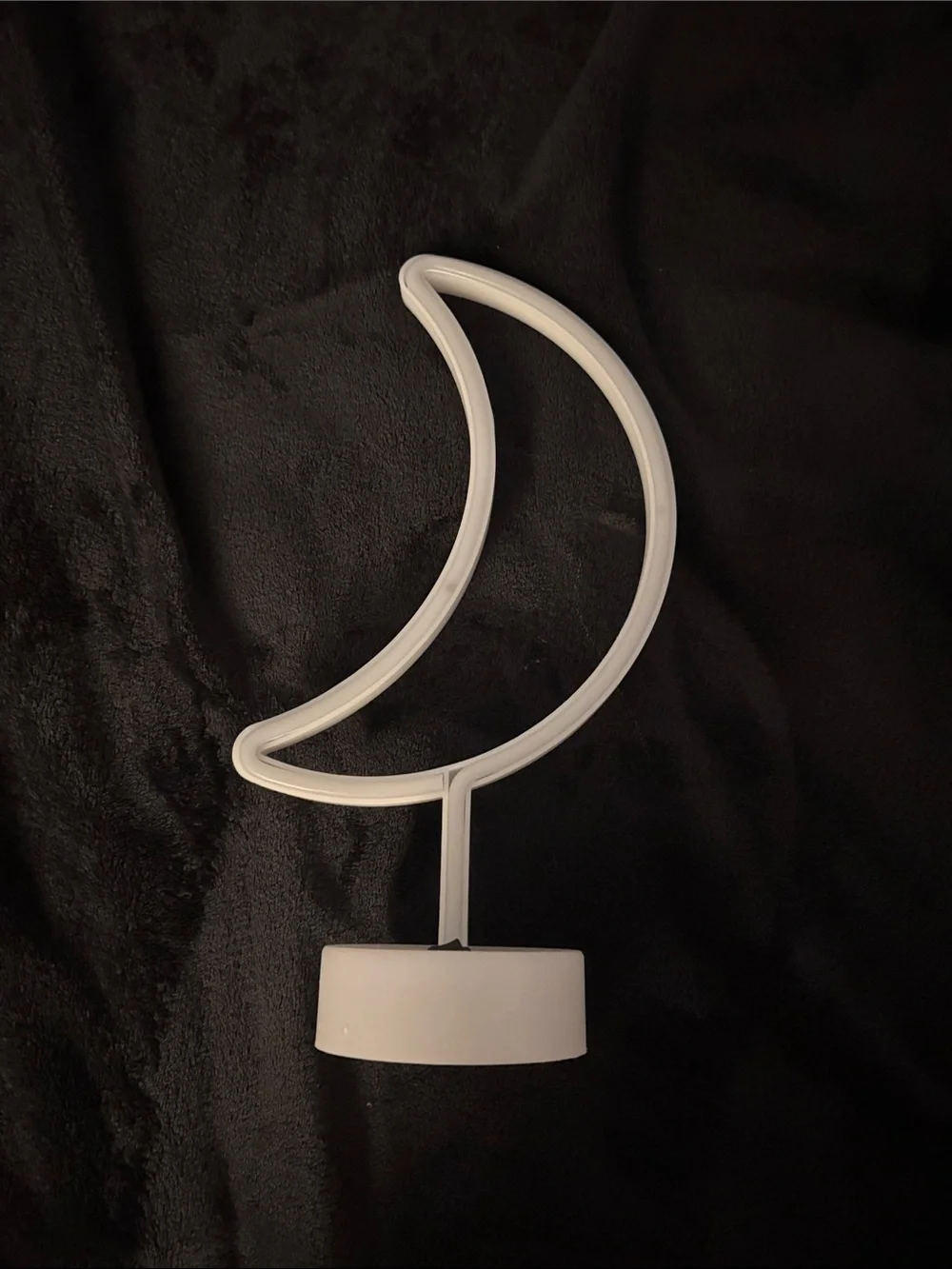 Moon Shaped Neon-Style Table Lamp in White
